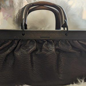 Gucci Doctor's Bag with Wooden Handle in Dark Brown Leather